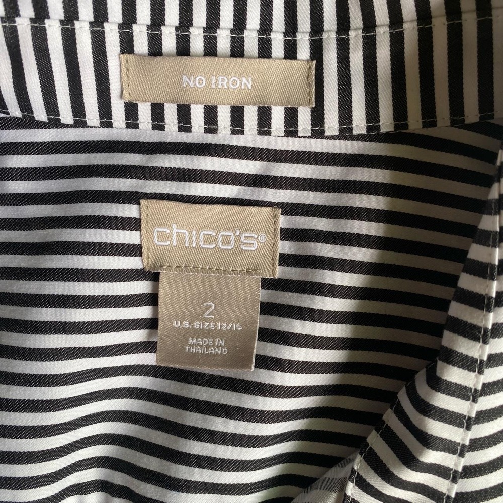Chico's white and black striped cotton button-up shirt US Size 12/14 - Picture 2 of 8